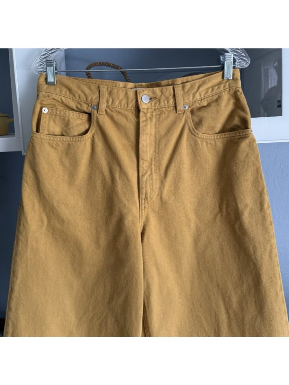 Marni X Uniqlo High-Rise Wide Leg Baggy Jeans Mustard Yellow Size 28 - Picture 3 of 9